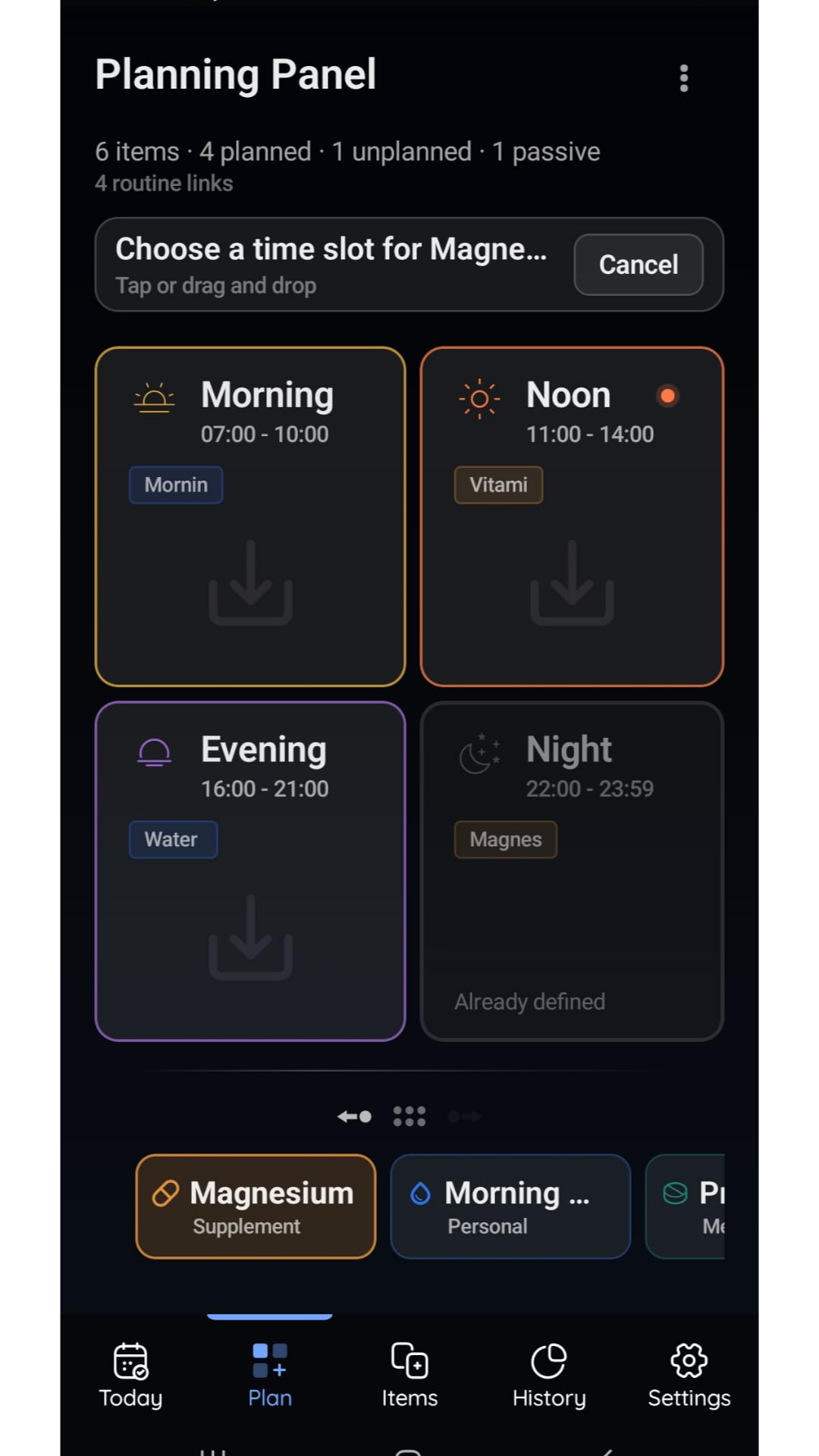 VitaFlow planning screen